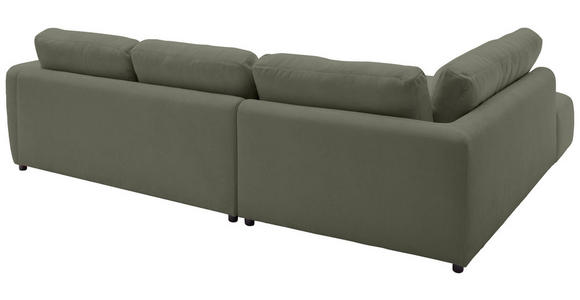 ECKSOFA  in Chenille Olivgrün  224/307 cm  - Schwarz/Olivgrün, KONVENTIONELL, Kunststoff/Textil (224/307cm) - Hom`in
