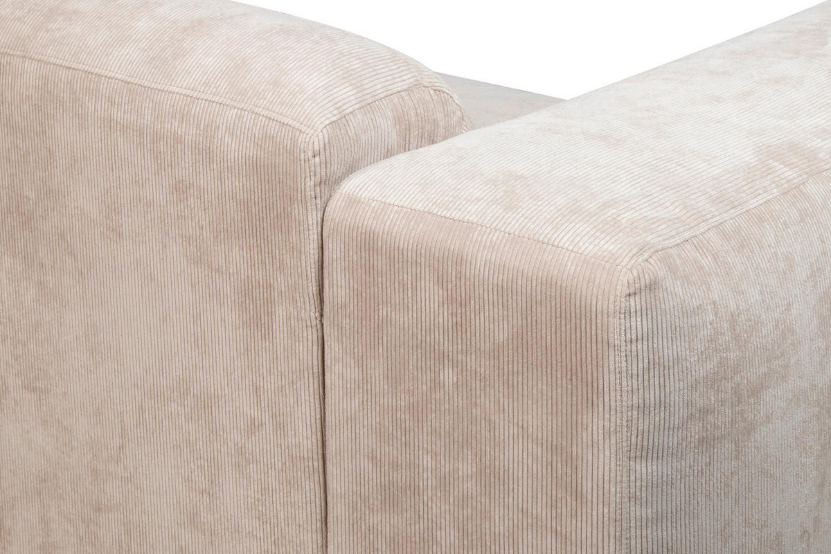 ECKSOFA HANNAH Beige Cord  - Beige/Schwarz, Design, Kunststoff/Textil (343/170cm) - MID.YOU