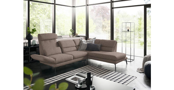 ECKSOFA in Flachgewebe Taupe 256-363/212-253 cm - Taupe/Schwarz, Design, Textil/Metall (256-363/212-253cm) - Dieter Knoll