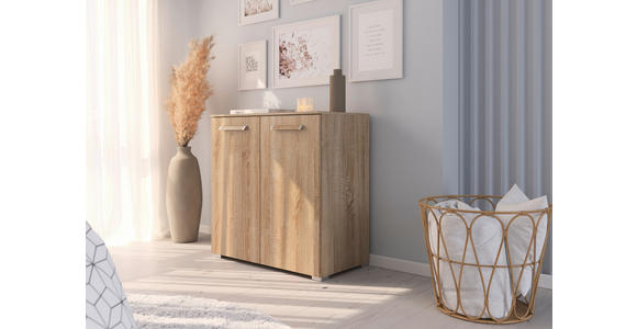 KOMMODE  in 80/81/42 cm  - Silberfarben/Sonoma Eiche, Design, Holzwerkstoff/Kunststoff (80/81/42cm) - Novel