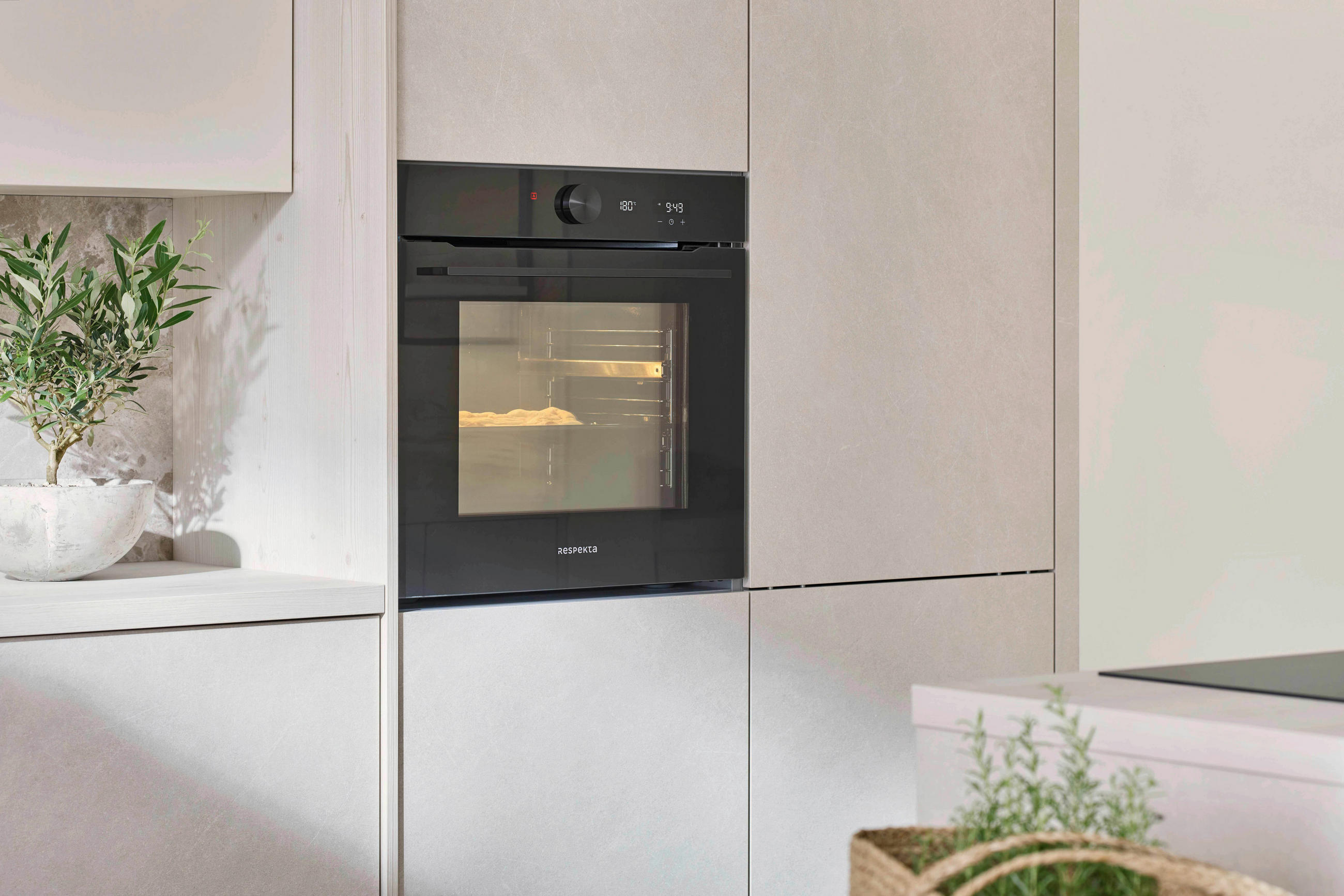 EINBAUBACKOFEN AB900-19  - Schwarz, Basics, Glas/Metall (59,5/59,5/57,5cm) - Respekta