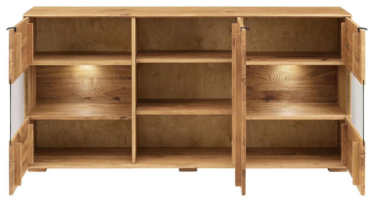 SIDEBOARD  180/85/42 cm  - Wildeiche/Anthrazit, Natur, Glas/Holz (180/85/42cm) - Linea Natura
