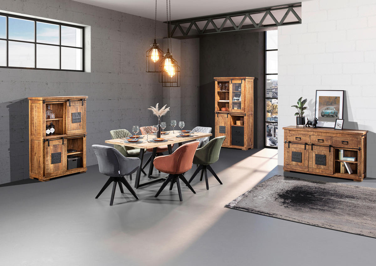 HIGHBOARD 95/145/45 cm  in Naturfarben  - Schwarz/Naturfarben, ROMANTIK / LANDHAUS, Holz/Metall (95/145/45cm) - Landscape