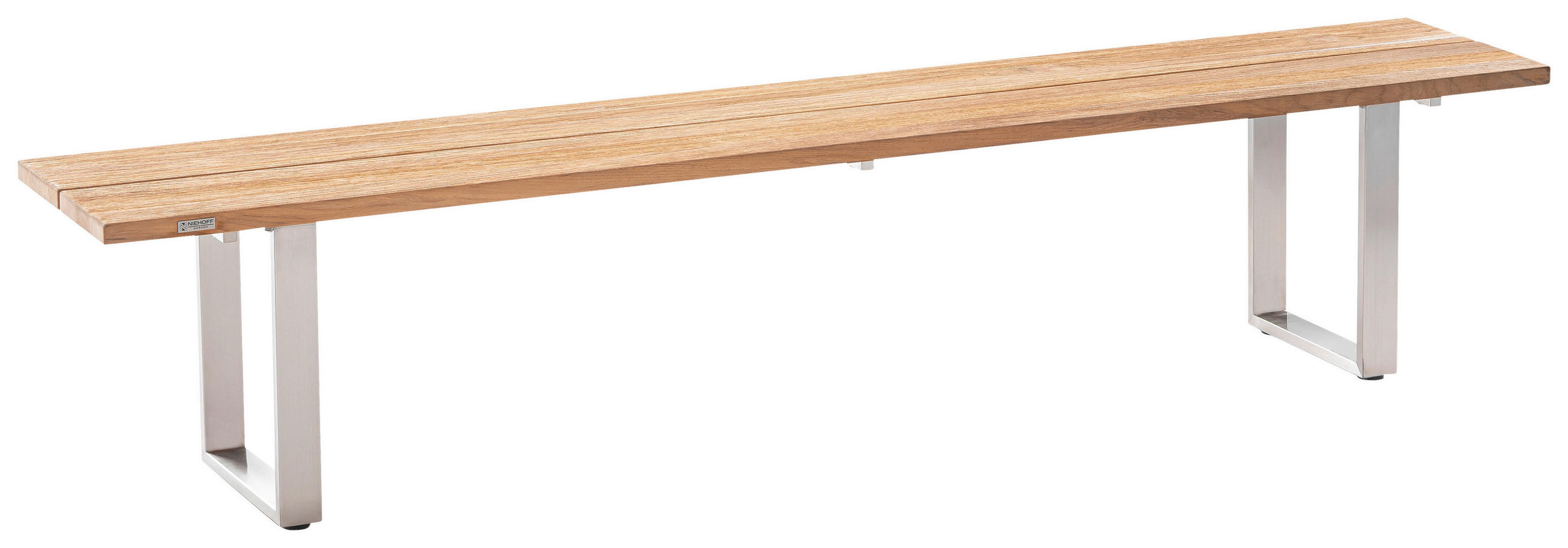 GARTENBANK 180/46/40 cm  in Teakfarben  - Edelstahlfarben/Teakfarben, Design, Holz/Metall (180/46/40cm)