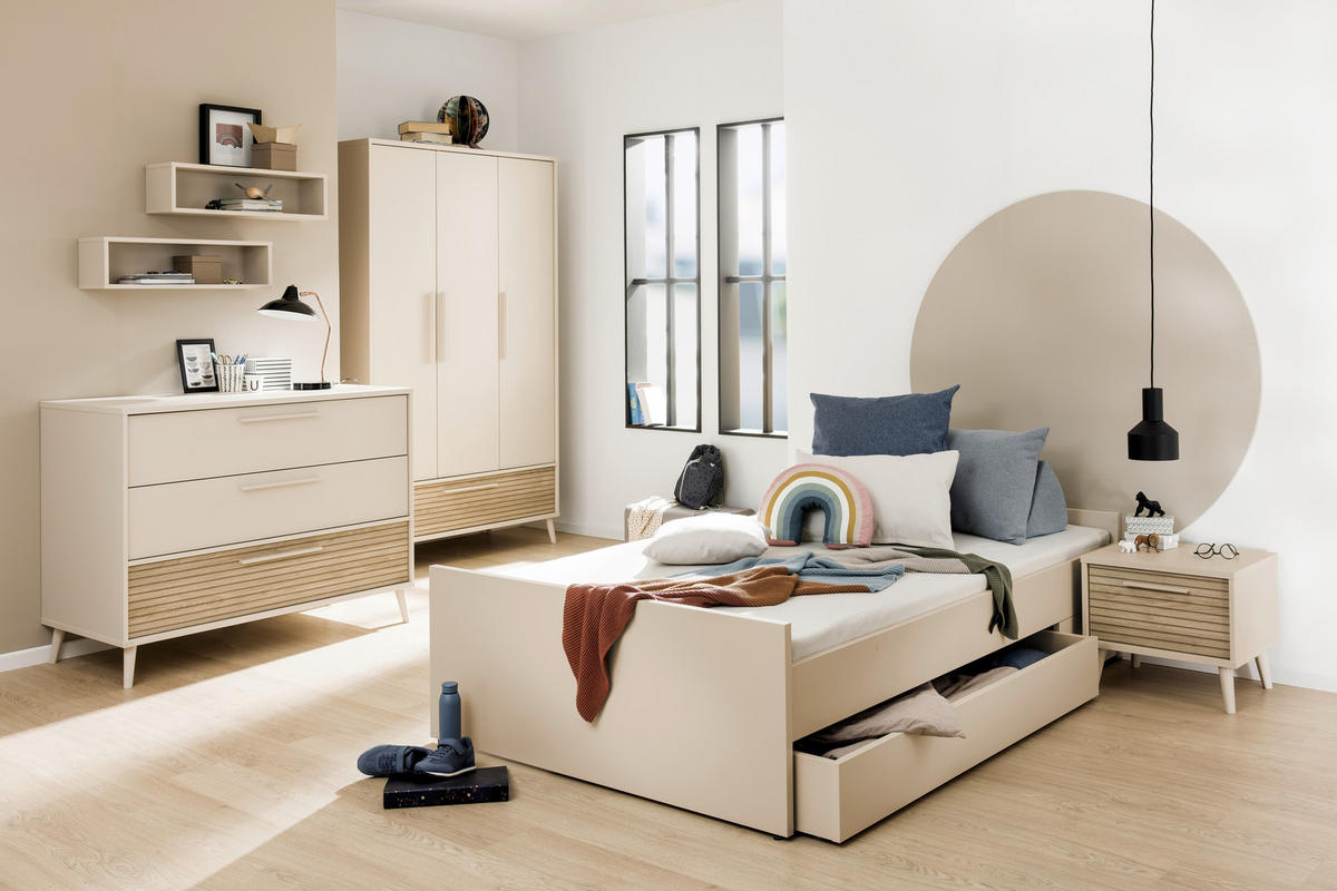 BABYKLEIDERSCHRANK Eefje Eichefarben, Beige  - Eichefarben/Beige, Basics, Holzwerkstoff (123,5/203,5/57,1cm) - Paidi