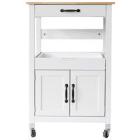 SERVIERWAGEN Kautschukholz vollmassiv Weiß  - Schwarz/Weiß, Basics, Holz/Holzwerkstoff (58/93/40cm) - MID.YOU