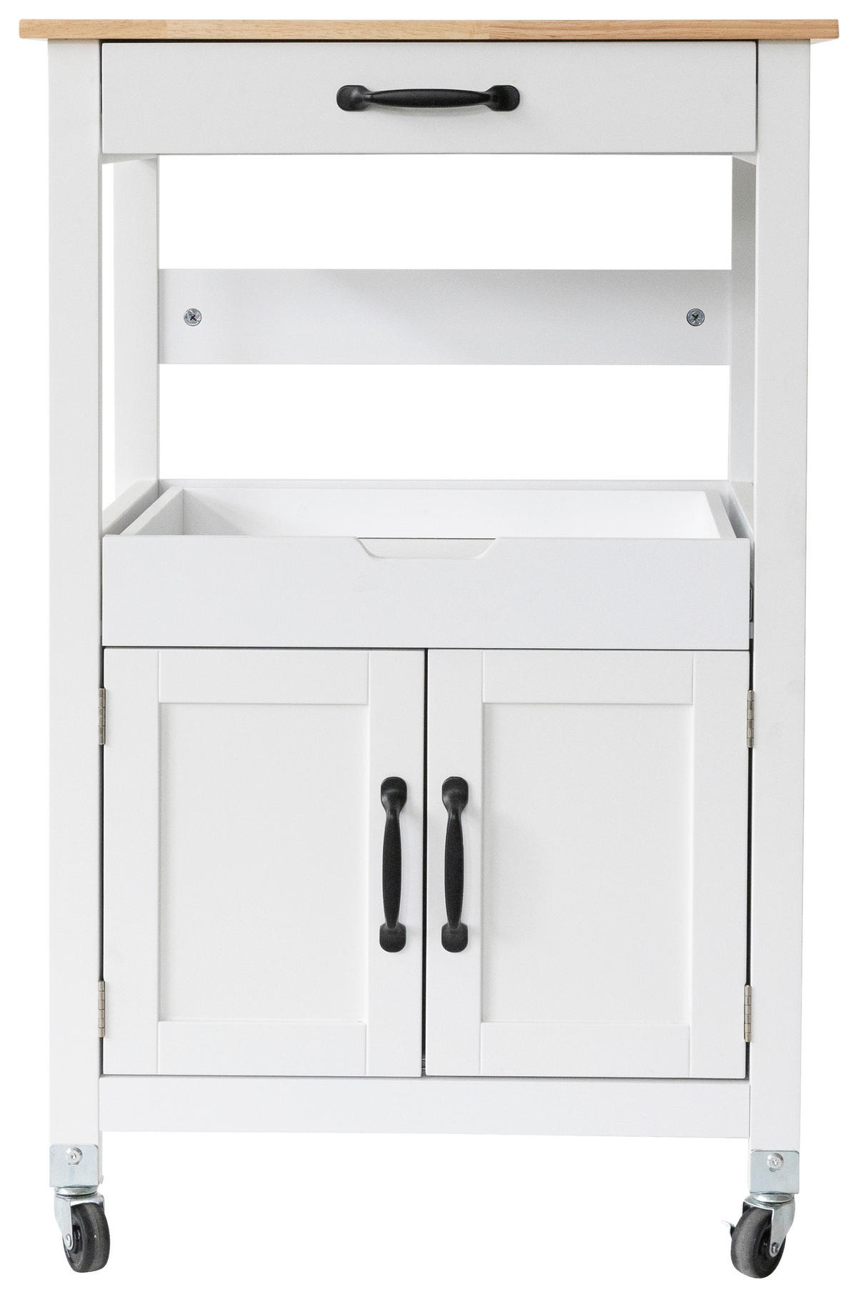 SERVIERWAGEN Kautschukholz vollmassiv Weiß  - Schwarz/Weiß, Basics, Holz/Holzwerkstoff (58/93/40cm) - MID.YOU