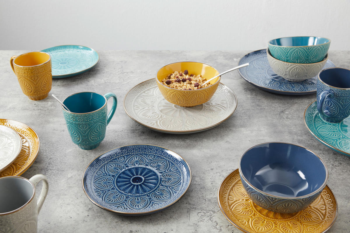 KOMBISERVICE 16-teilig  - Smaragdgrün/Gelb, LIFESTYLE, Keramik (33/30/32cm) - Creatable
