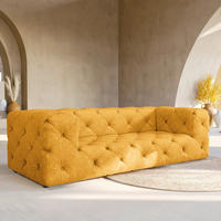 3-SITZER-SOFA Mikrofaser Senfgelb  - Senfgelb/Schwarz, Design, Kunststoff/Textil (230/71/100cm) - P & B