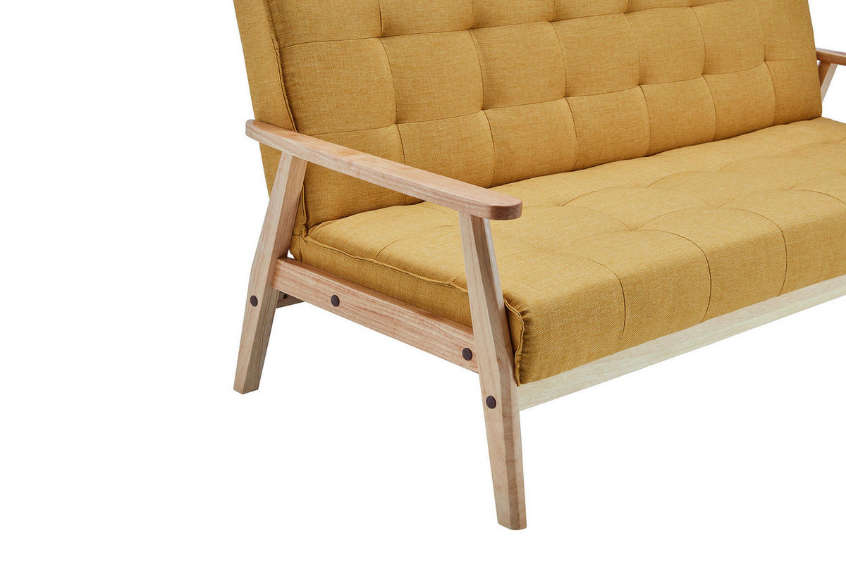 SCHLAFSOFA in Struktur Naturfarben, Senfgelb  - Senfgelb/Naturfarben, MODERN, Holz/Textil (190/81/85cm) - Livetastic