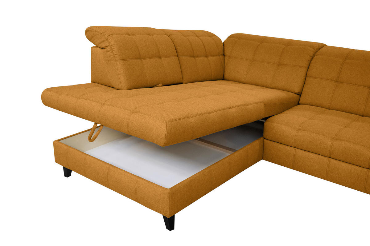 SAROKKANAPÉ textil sárga  - sárga/fekete, Design, textil/fa (216/297cm) - Xora