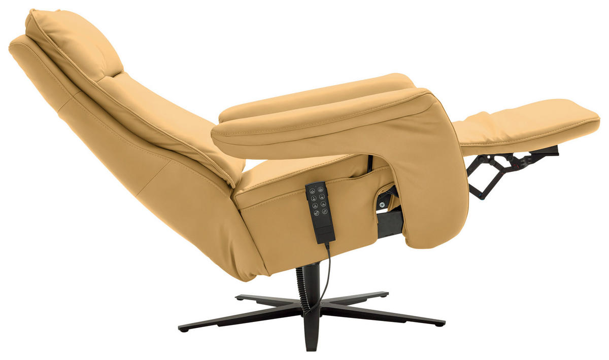 RELAXSESSEL in Leder Gelb  - Gelb/Schwarz, Design, Leder/Metall (83/116/87cm) - Valdera
