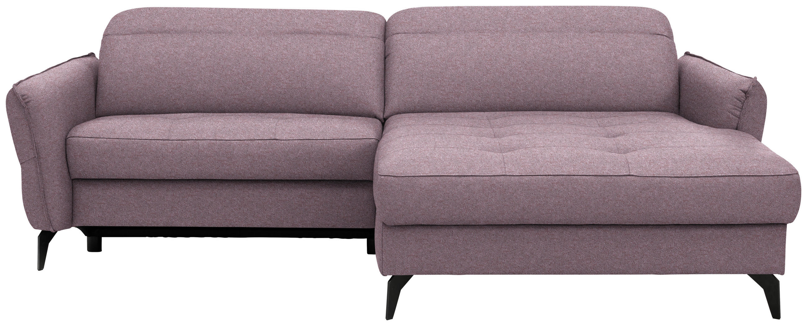 ECKSOFA MANTA in Flachgewebe Altrosa  246/175 cm  - Schwarz/Altrosa, Design, Textil/Metall (246/175cm) - Celina