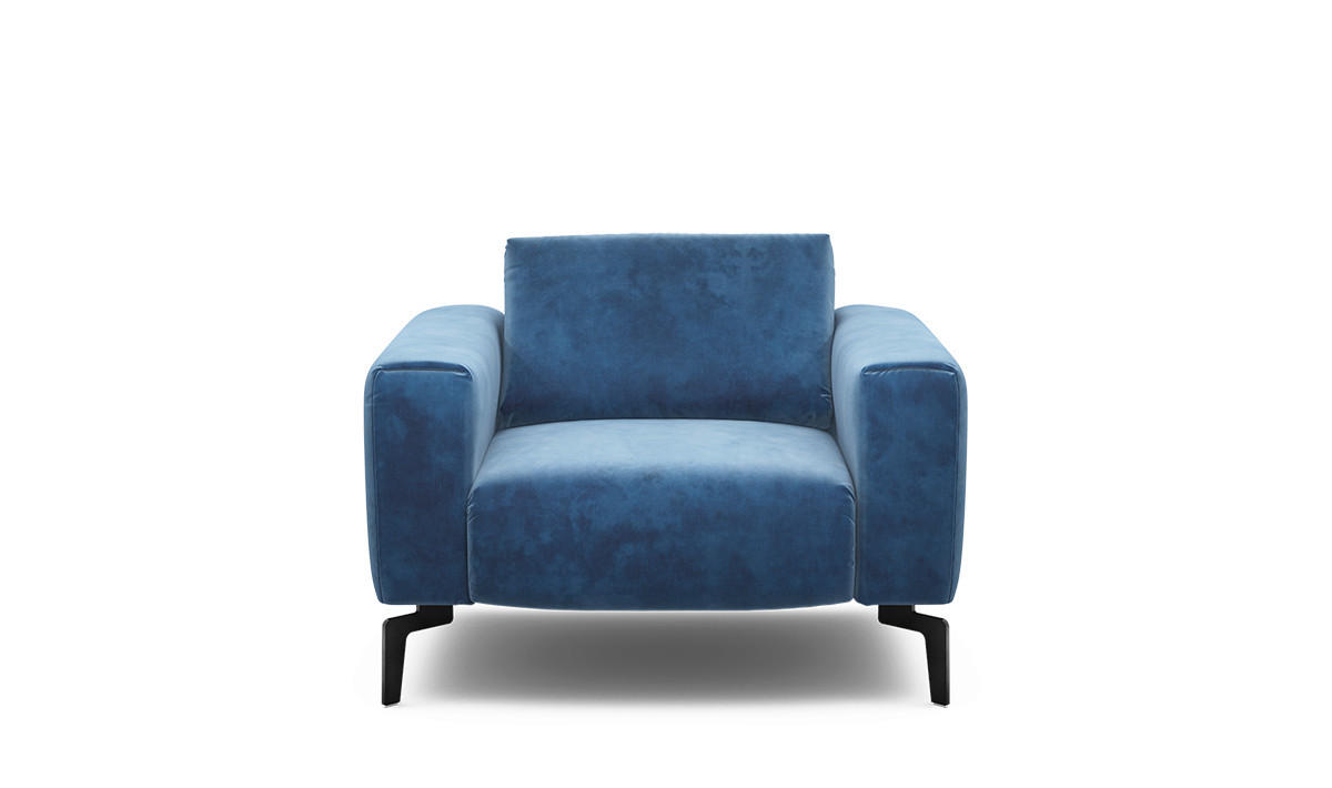 SESSEL in Samt Blau  - Blau/Schwarz, Design, Textil/Metall (110/85/86-94cm) - SENSOO