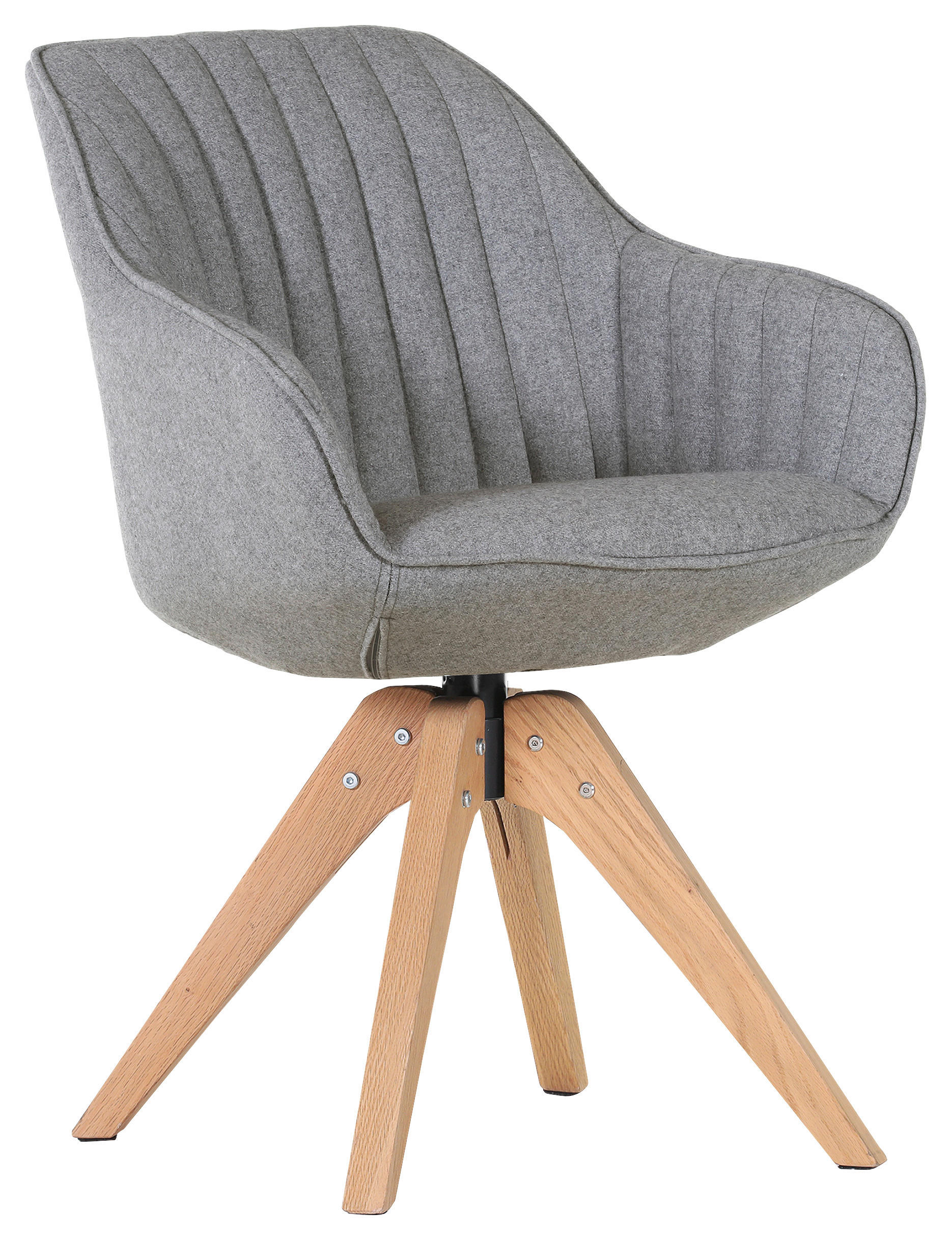 ARMLEHNSTUHL  Stoffauswahl, Sitzfläche 360° drehbar Flachgewebe  Grau  - Naturfarben/Grau, LIFESTYLE, Holz/Textil (60/83/65cm) - home24