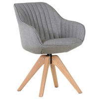 ARMLEHNSTUHL  Stoffauswahl, Sitzfläche 360° drehbar Flachgewebe  Grau  - Naturfarben/Grau, LIFESTYLE, Holz/Textil (60/83/65cm) - home24