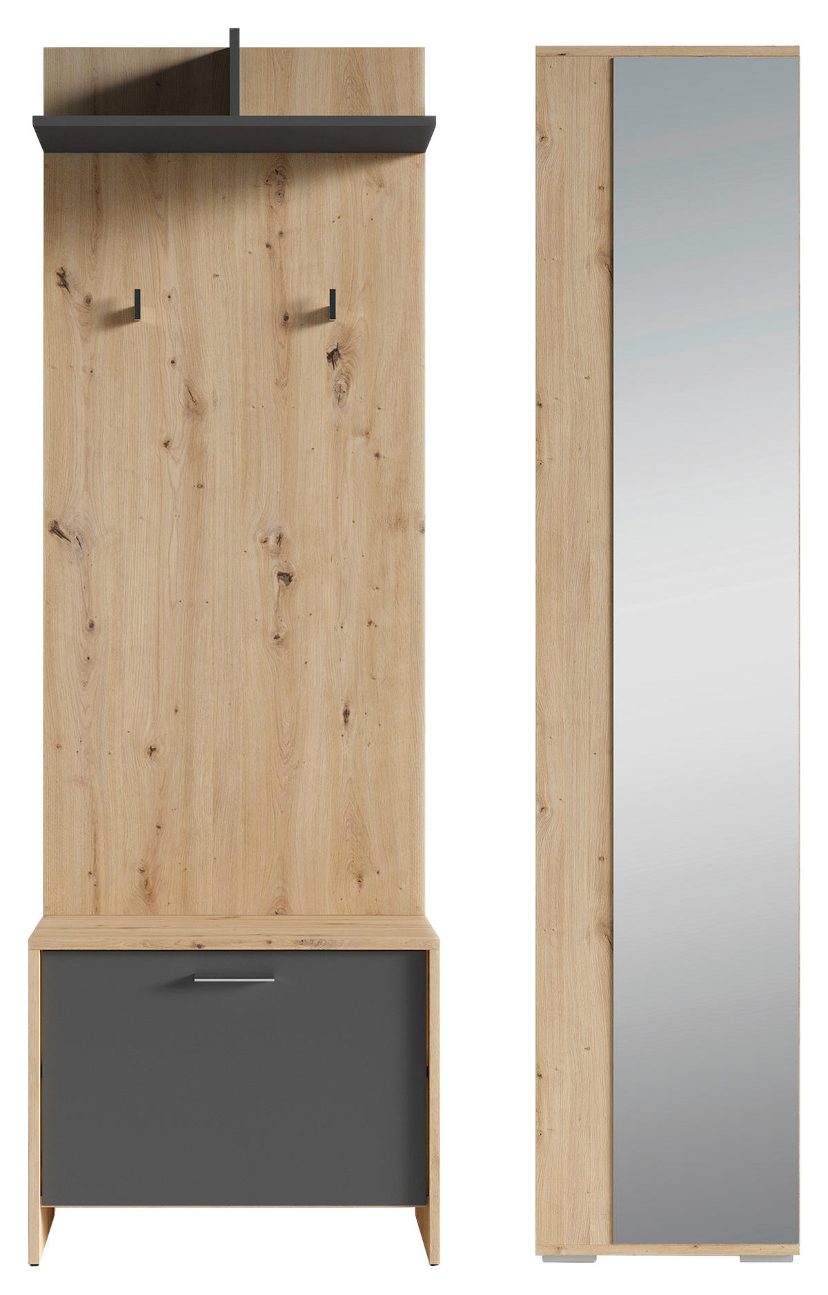 GARDEROBE 3-teilig  in 40/184/35 cm  - Anthrazit/Eiche Artisan, Design, Holzwerkstoff (40/184/35cm) - MID.YOU