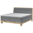 BOXSPRINGBETT 140/200 cm,  in Dunkelgrau, gepolstertes Kopfteil, Topper, Matratzen, H3 + H3 = fest  - Eichefarben/Dunkelgrau, Natur, Holz/Textil (140/200cm) - Valnatura
