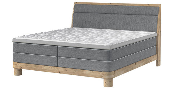 BOXSPRINGBETT 140/200 cm,  in Dunkelgrau, gepolstertes Kopfteil, Topper, Matratzen, H3 + H3 = fest  - Eichefarben/Dunkelgrau, Natur, Holz/Textil (140/200cm) - Valnatura