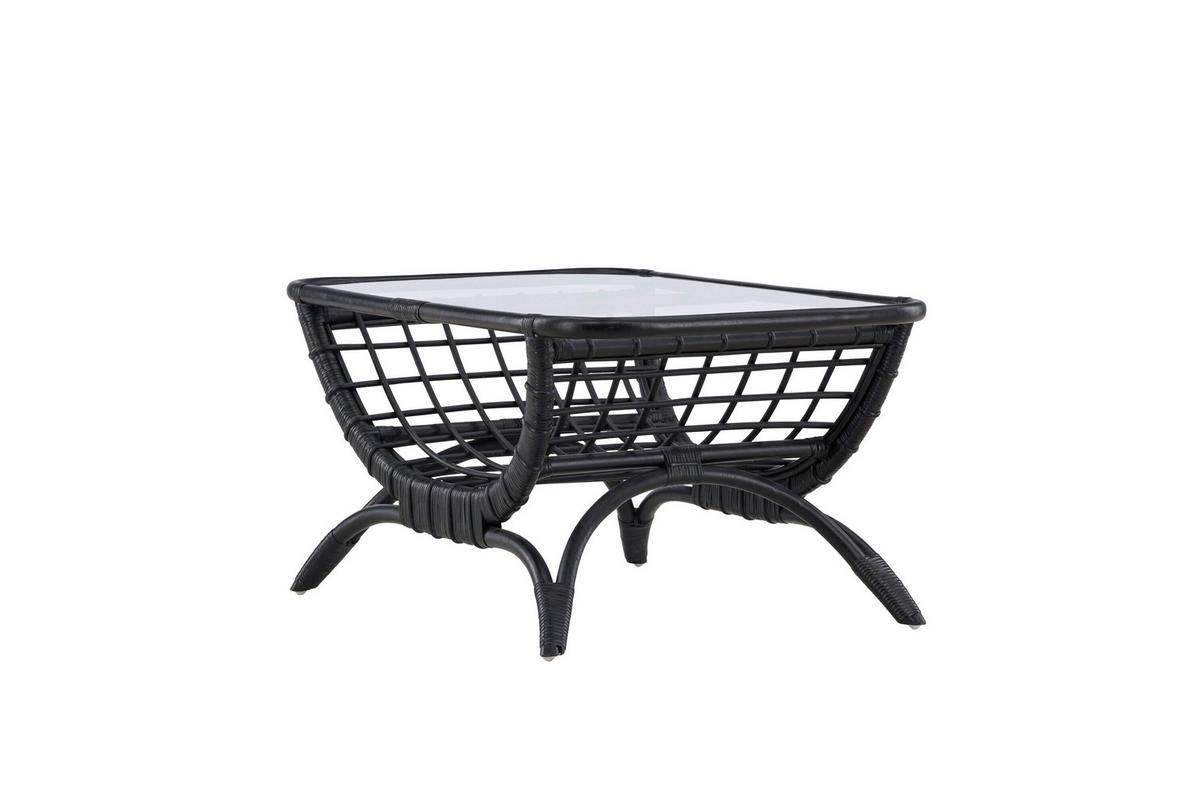 LOUNGETISCH 95/61/49 cm Holz, Glas  - Klar/Schwarz, MODERN, Glas/Holz (95/61/49cm) - Gardenson