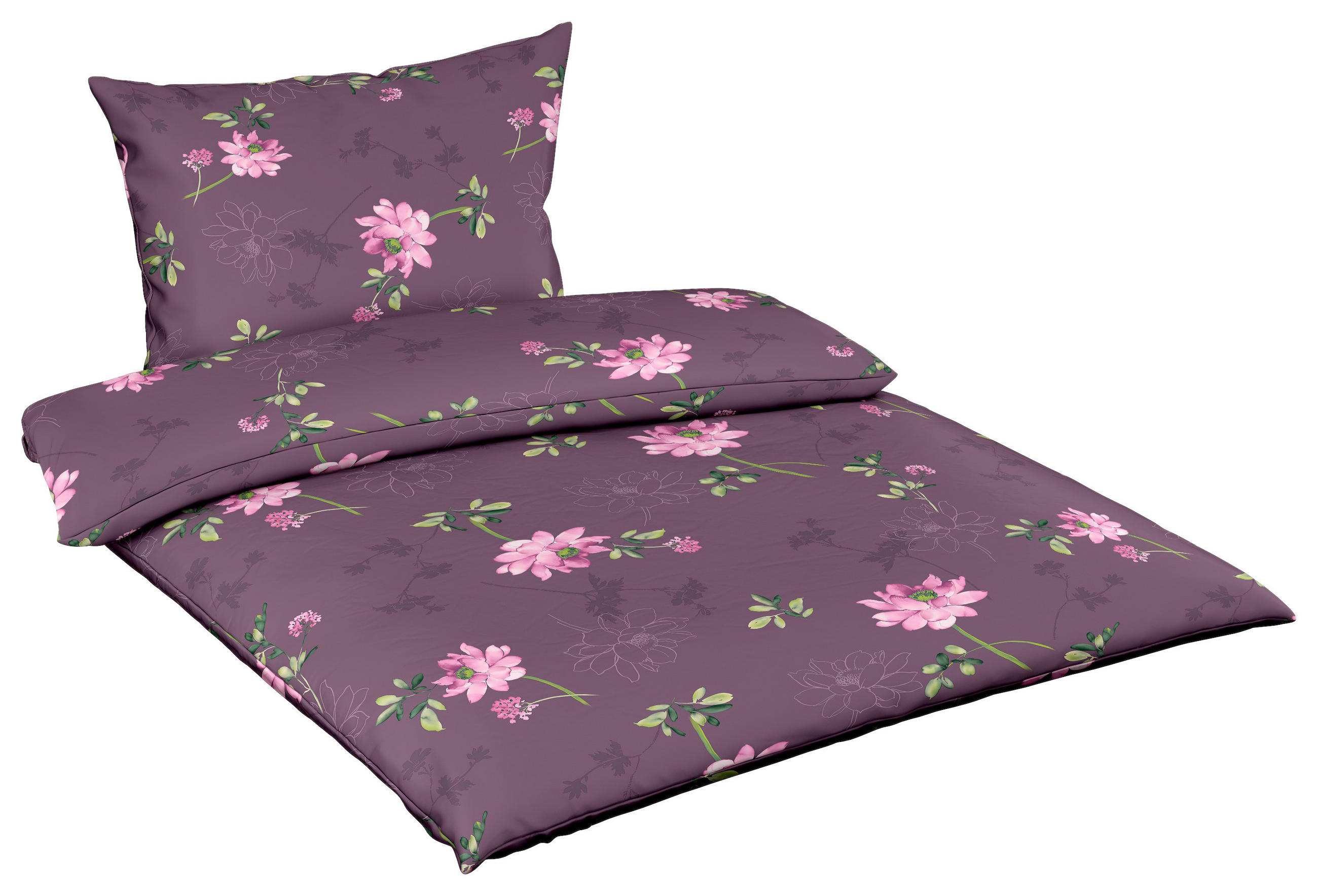 POVLEČENÍ, makosatén, bílá, tmavě zelená, magenta, světle fialová, šalvějově zelená, 140/200 cm  - bílá/magenta, Basics, textil (140/200cm) - Fleuresse