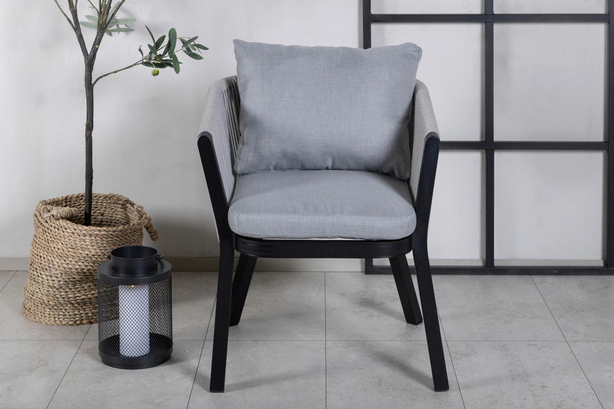 UTESTOLAR SET i metall, textil grå, svart  - grå/svart, Klassisk, metall/textil (60/73/62,5cm) - Gardenson