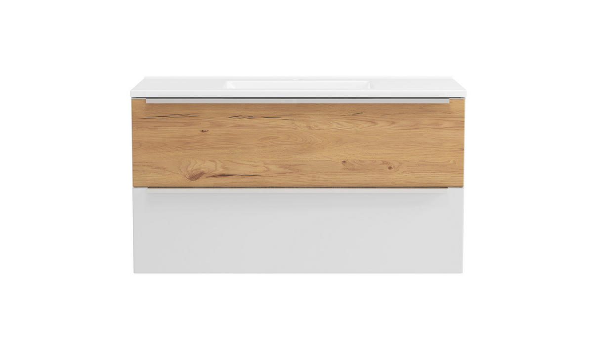 WASCHTISCHKOMBI  - Wildeiche/Edelstahlfarben, Trend, Holzwerkstoff/Stein (100/54/47cm) - Held