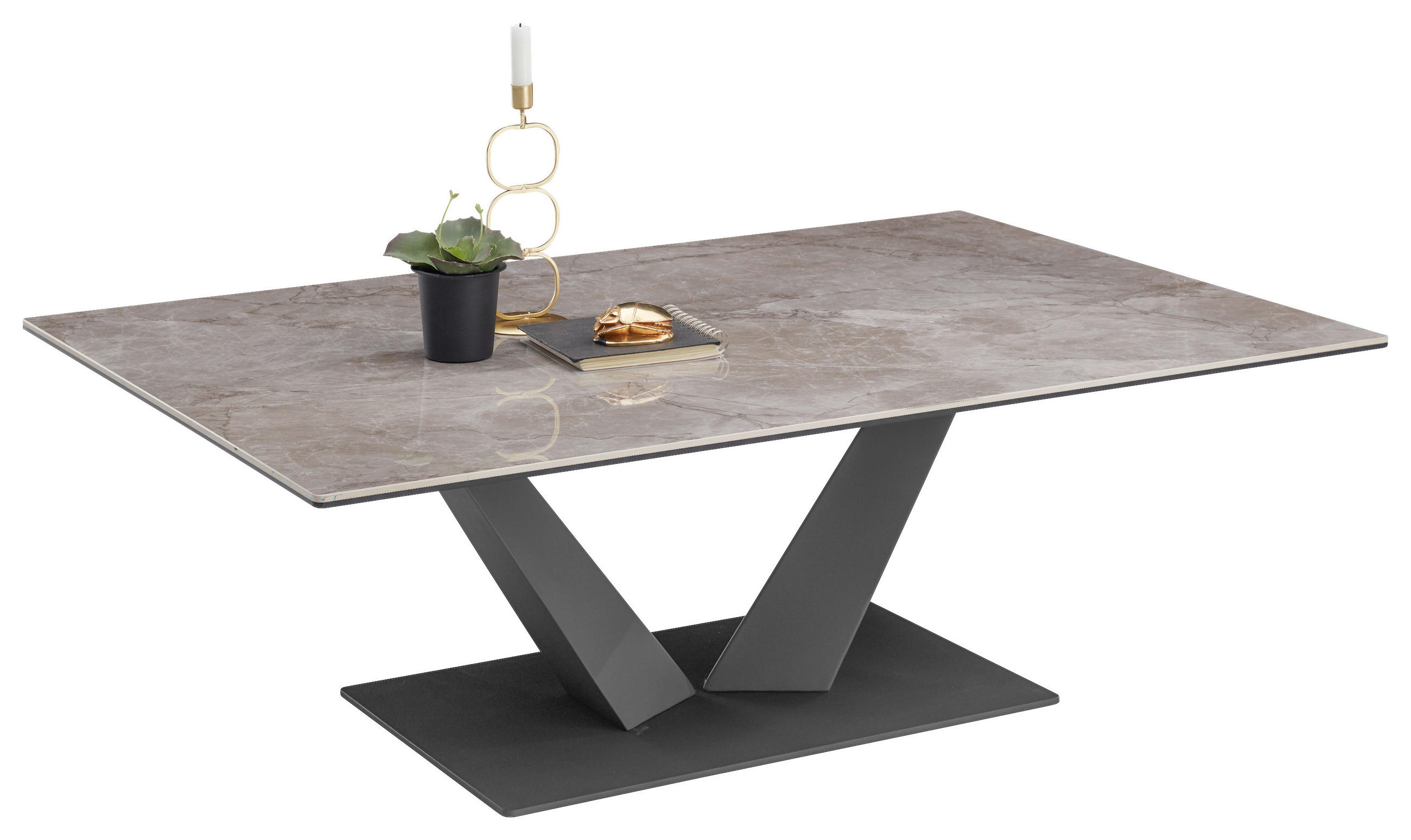 COUCHTISCH 120/80/40 cm rechteckig Grau  - Anthrazit/Grau, Design, Keramik/Metall (120/80/40cm) - Livetastic