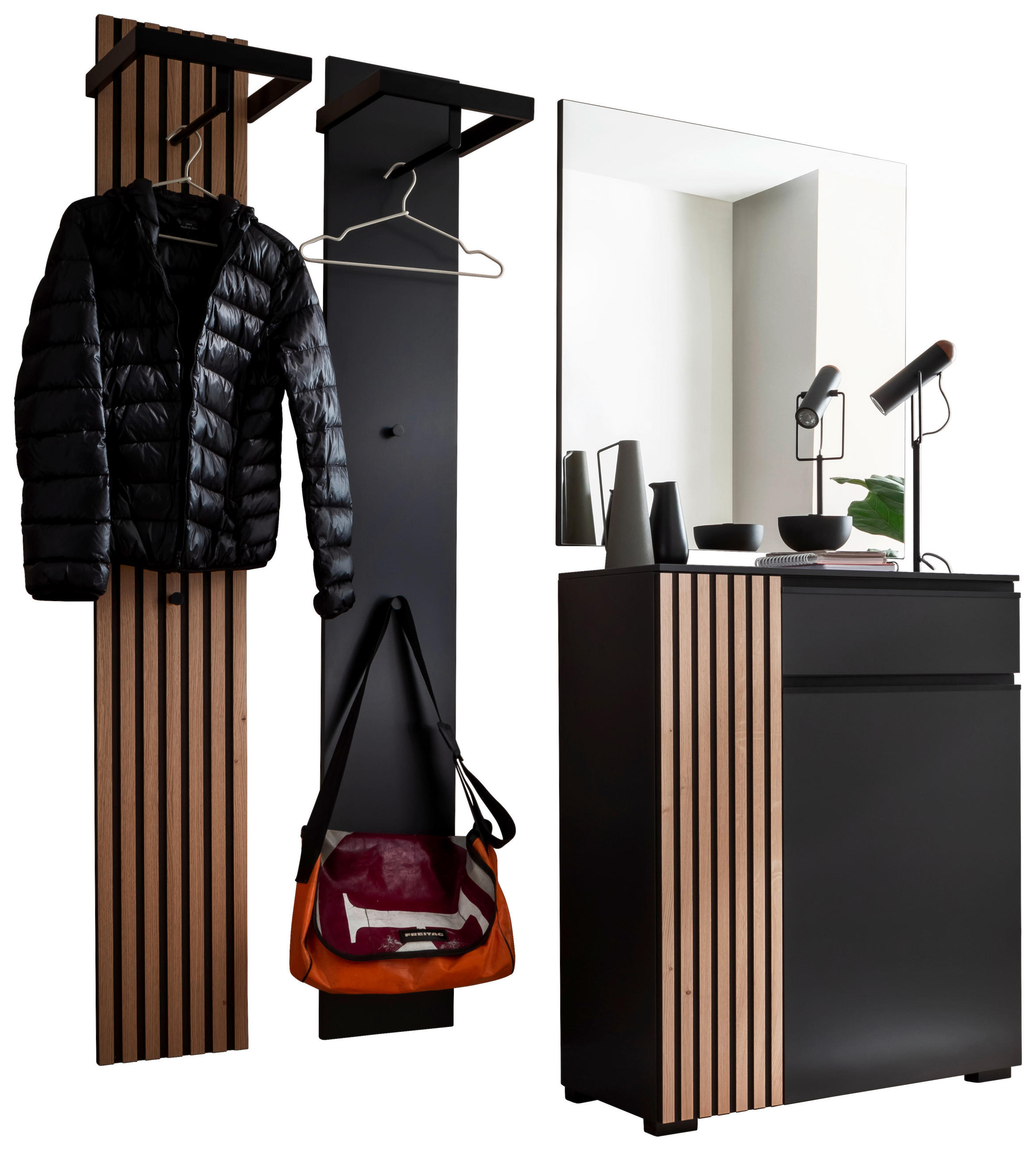GARDEROBE 4-teilig  in 170/200/38 cm  - Eichefarben/Anthrazit, Design, Holz/Holzwerkstoff (170/200/38cm) - Moderano