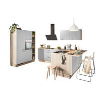 ECKKÜCHE  in Hellgrau, Tannenholzfarben  - Tannenholzfarben/Hellgrau, Design, Holzwerkstoff/Metall (150/280/121,6cm) - Xora