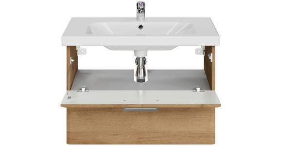 WASCHTISCHKOMBI 82 cm  - Chromfarben/Eichefarben, KONVENTIONELL, Keramik/Holzwerkstoff (82cm) - Xora