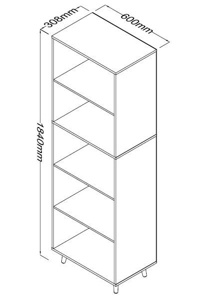 Thumbnail - Mid.you Regal, Anthrazit, Weiß, Holzwerkstoff, 4 Fächer, 60x184x31 cm, stehend, Holzmöbel, Holzregale, Bücherregale Holz