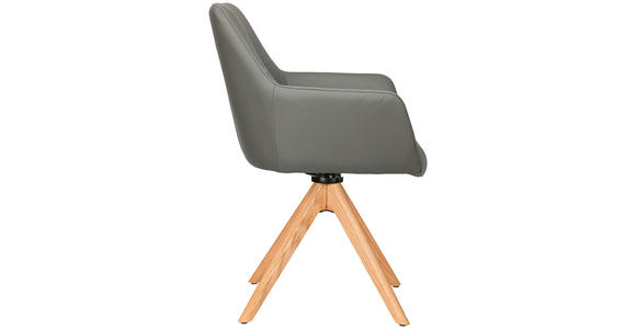 ARMLEHNSTUHL in Echtleder pigmentiert - Eichefarben/Anthrazit, KONVENTIONELL, Leder/Holz (59,5/87,5/63cm) - Novel