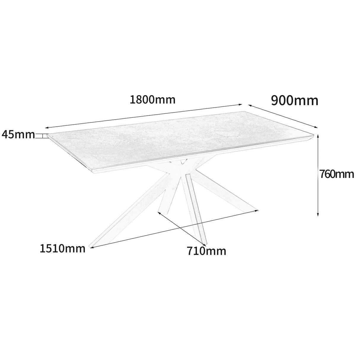 JEDILNA MIZA, črna, temno siva  - temno siva/črna, Moderno, kovina/leseni material (180/90/76cm) - MID.YOU