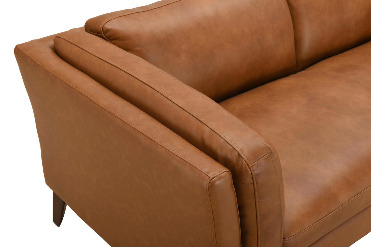 ECKSOFA SERA Cognac Echtleder Lederlook  - Cognac/Dunkelbraun, Design, Leder/Holz (235/194cm) - Livetastic