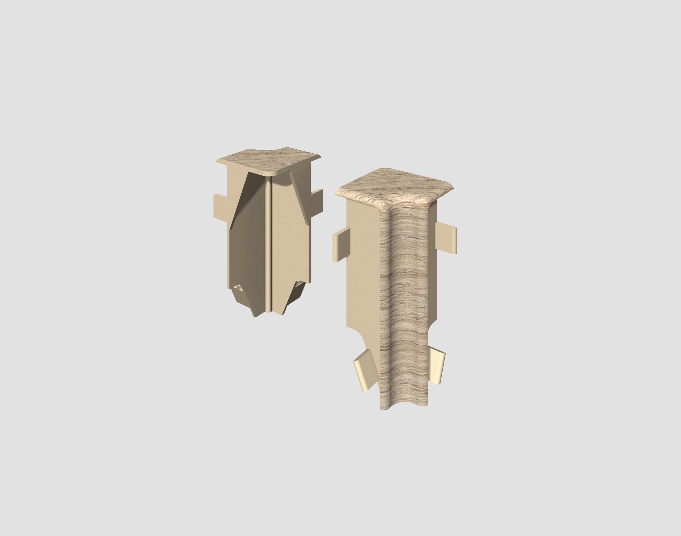 Innenecke Eiche Hellgrau Eichefarben, Hellgrau  - Eichefarben/Hellgrau, Basics, Kunststoff (1.6/0.7/5.9cm) - Egger Holzwerkstoffe