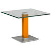 BEISTELLTISCH 60/60/46-65 cm Gelb, Edelstahlfarben quadratisch  - Edelstahlfarben/Gelb, Design, Glas/Kunststoff (60/60/46-65cm)