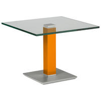 BEISTELLTISCH 60/60/46-65 cm Gelb, Edelstahlfarben quadratisch  - Edelstahlfarben/Gelb, Design, Glas/Kunststoff (60/60/46-65cm)