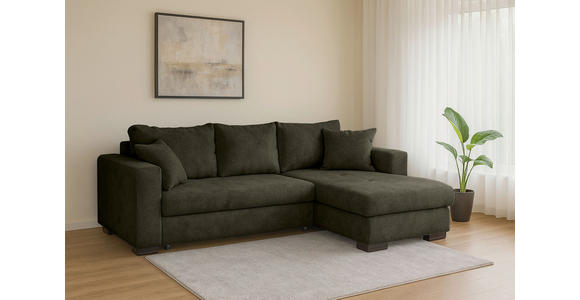 ECKSOFA Dunkelgrün Webstoff  - Dunkelgrün/Braun, KONVENTIONELL, Holz/Textil (170/235cm) - Carryhome