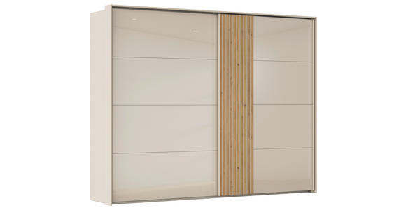 SCHWEBETÜRENSCHRANK 262/223/68 cm 2-türig Eichefarben, Champagner - Champagner/Eichefarben, Design, Glas/Holzwerkstoff (262/223/68cm) - Novel