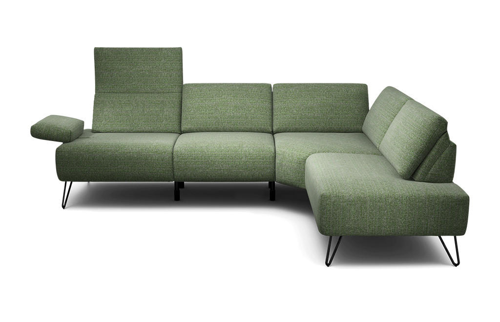 ECKSOFA Cosy Waldgrün Chenille  - Waldgrün/Schwarz, Design, Textil/Metall (248-263/193cm) - SENSOO