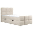 BOXBETT 120/200 cm,  in Beige, gepolstertes Kopfteil, Bettkasten, Topper, H3 = fest  - Beige/Schwarz, Design, Holzwerkstoff/Kunststoff (120/200cm) - Xora