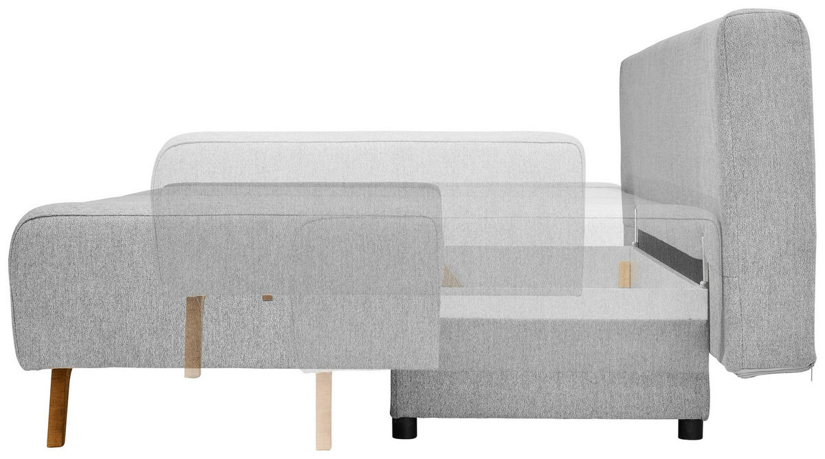 SOFA LEŽAJ siva  - siva, Dizajnerski, tekstil/drvo (202/90/90cm) - Novel