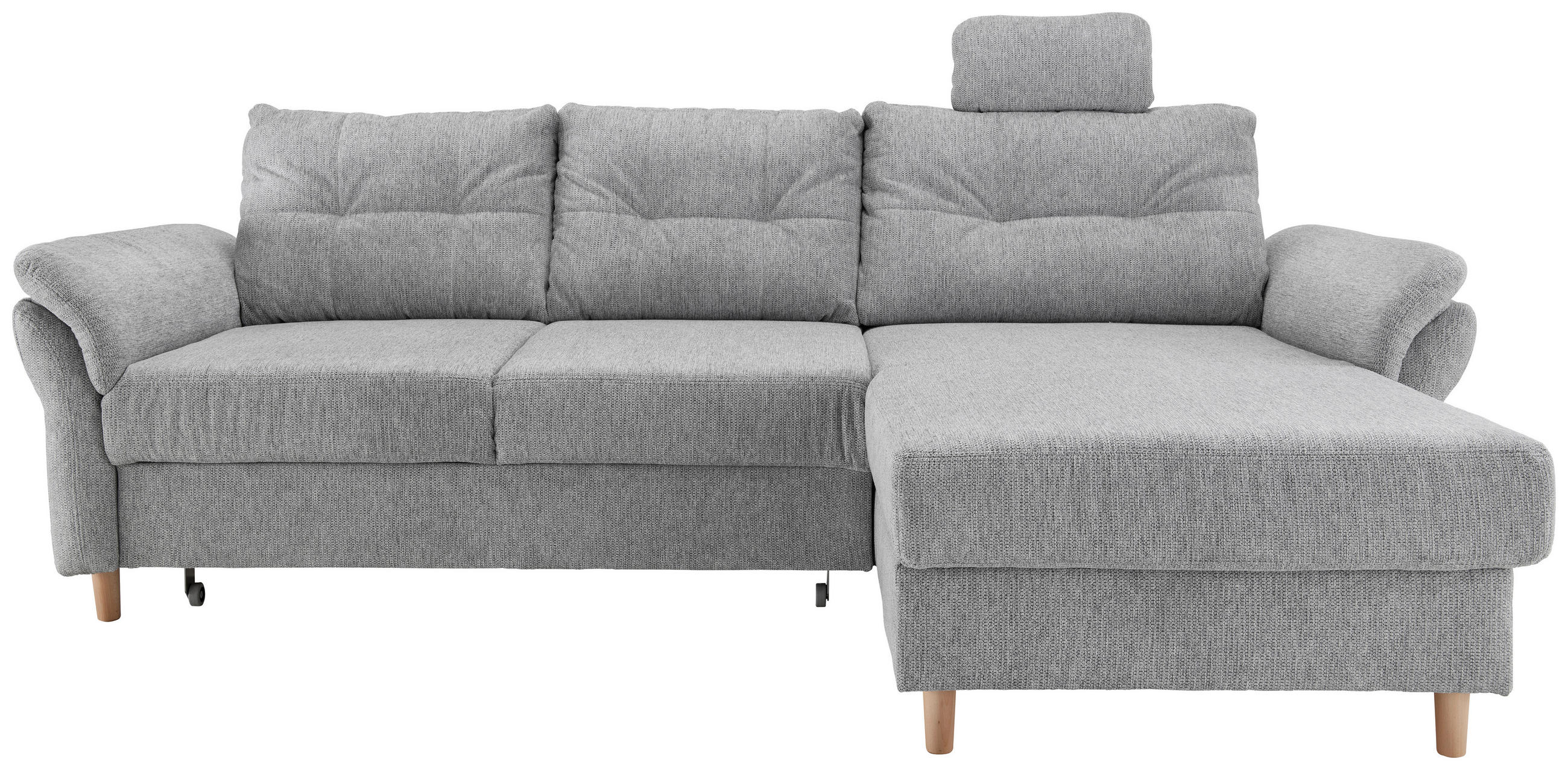 ECKSOFA in Chenille Silberfarben - Silberfarben/Naturfarben, Modern, Holz/Textil (250/176cm) - Livetastic