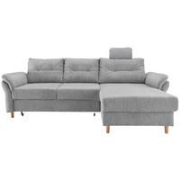 ECKSOFA in Chenille Silberfarben  - Silberfarben/Naturfarben, Modern, Holz/Textil (250/176cm) - Livetastic
