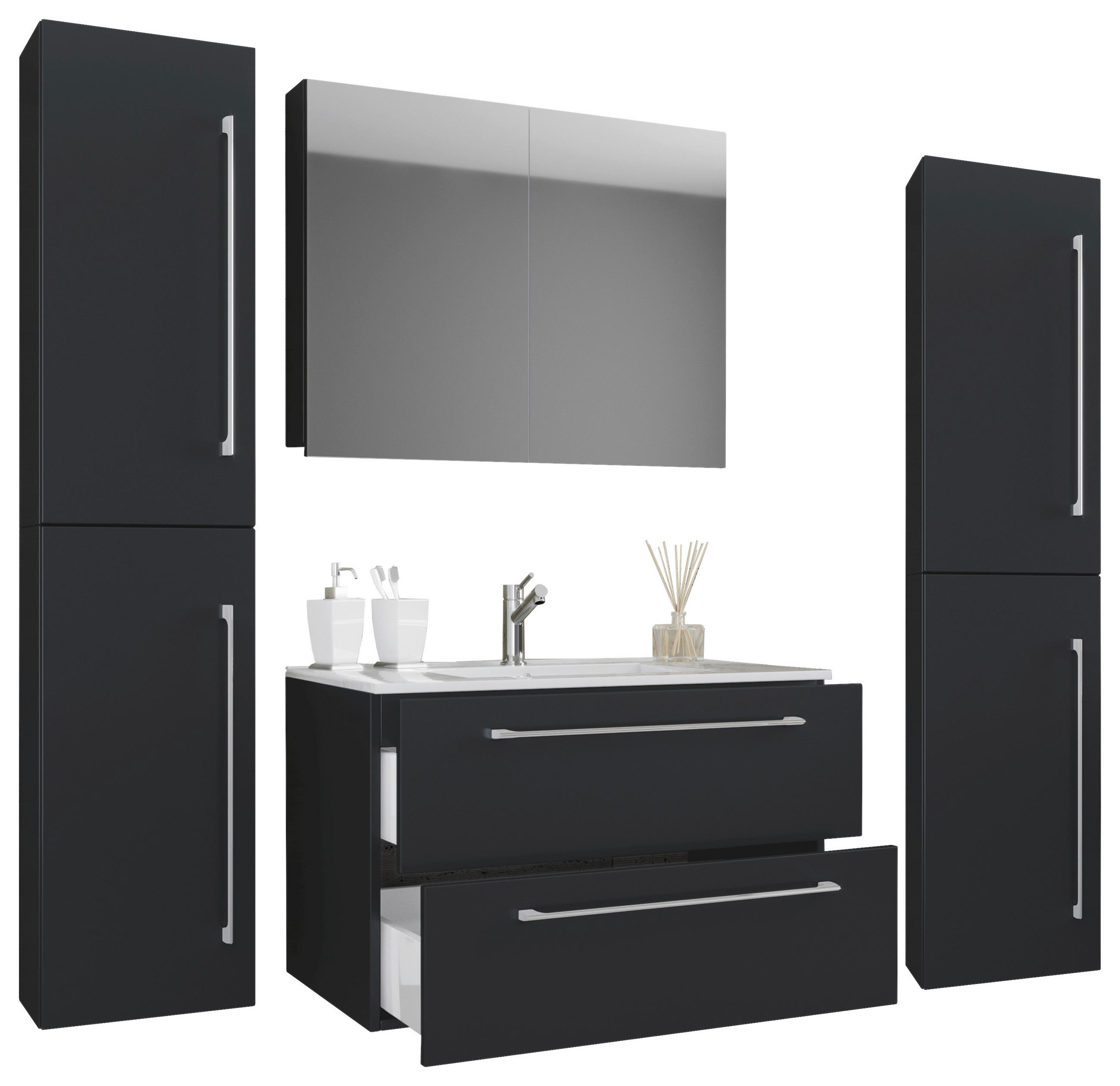 BADEZIMMER  in 167 cm  - Schwarz/Weiß, MODERN, Keramik/Holzwerkstoff (167cm) - MID.YOU