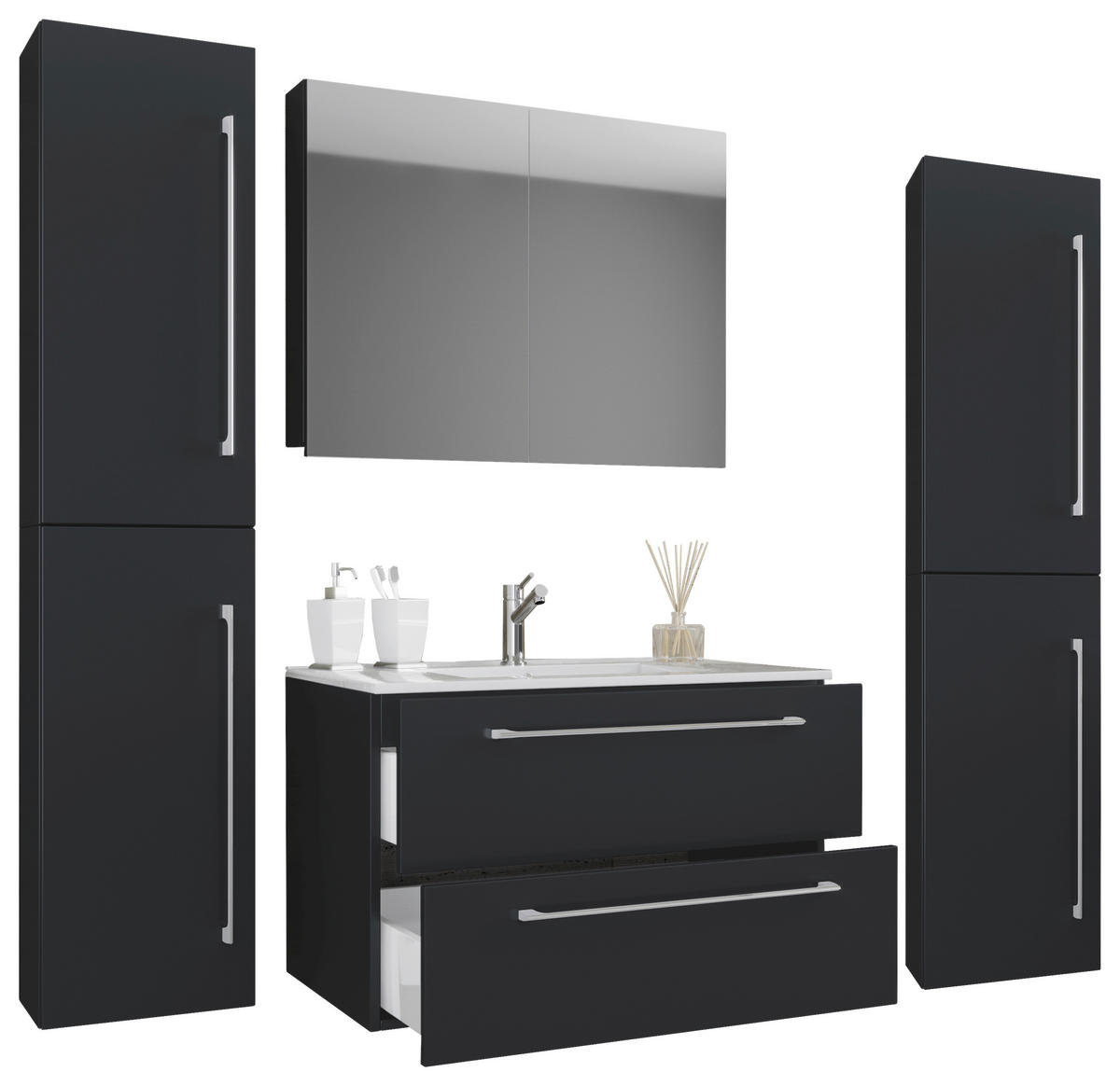 BADEZIMMER  in 167 cm  - Schwarz/Weiß, MODERN, Keramik/Holzwerkstoff (167cm) - MID.YOU