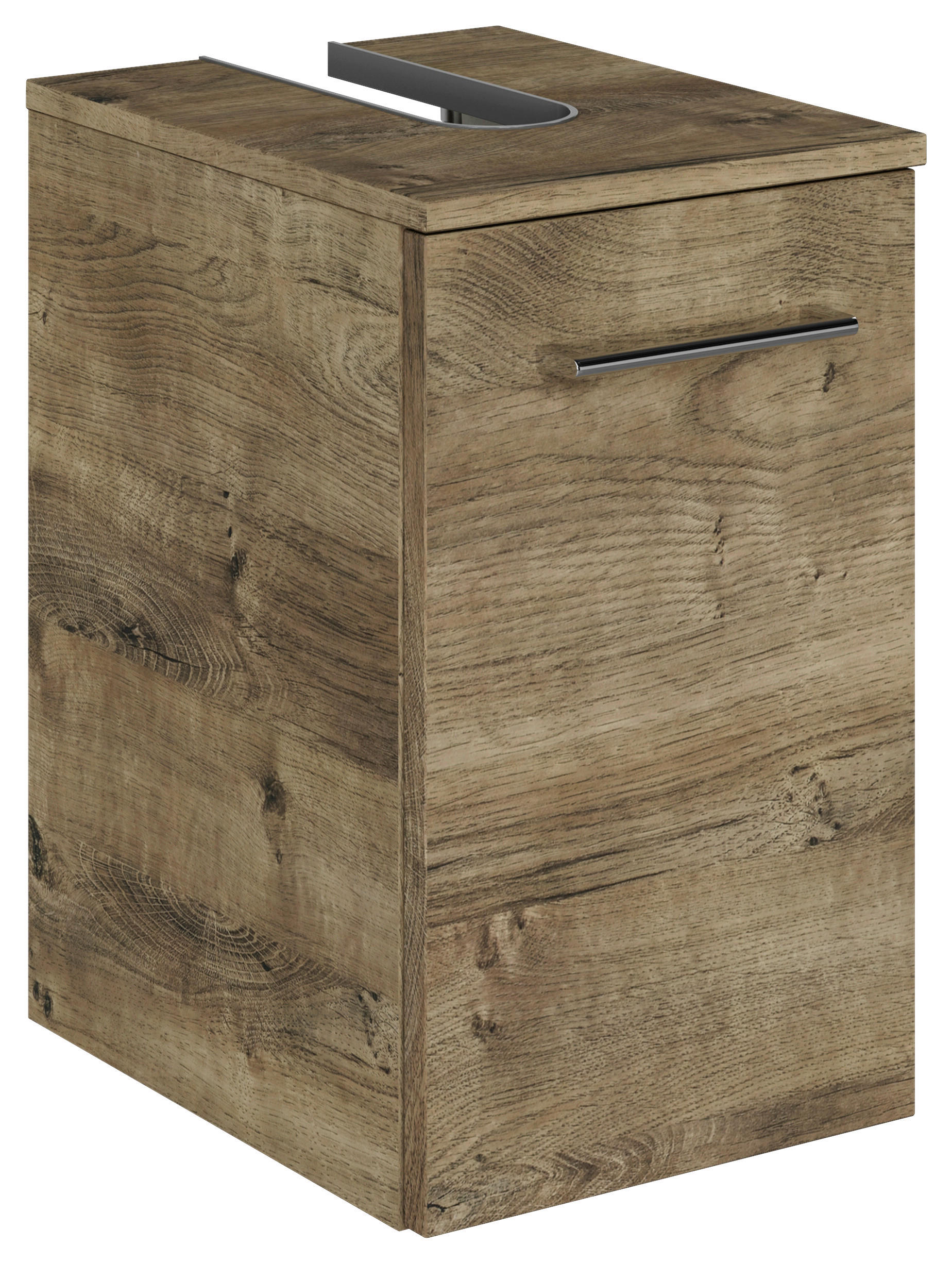 WASCHBECKENUNTERSCHRANK 30/49,8/38,3 cm  - Eiche dunkel/Chromfarben, KONVENTIONELL, Holzwerkstoff/Metall (30/49,8/38,3cm) - Sadena