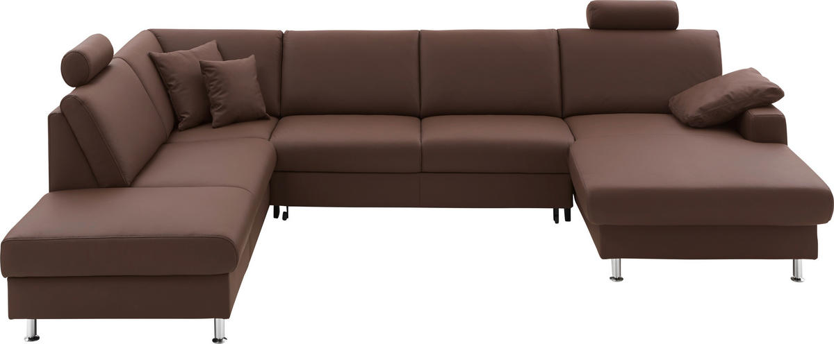 SOFFA i äkta läder mörkbrun  - aluminiumfärg/mörkbrun, Design, metall/läder (233/339/165cm) - Beldomo Premium