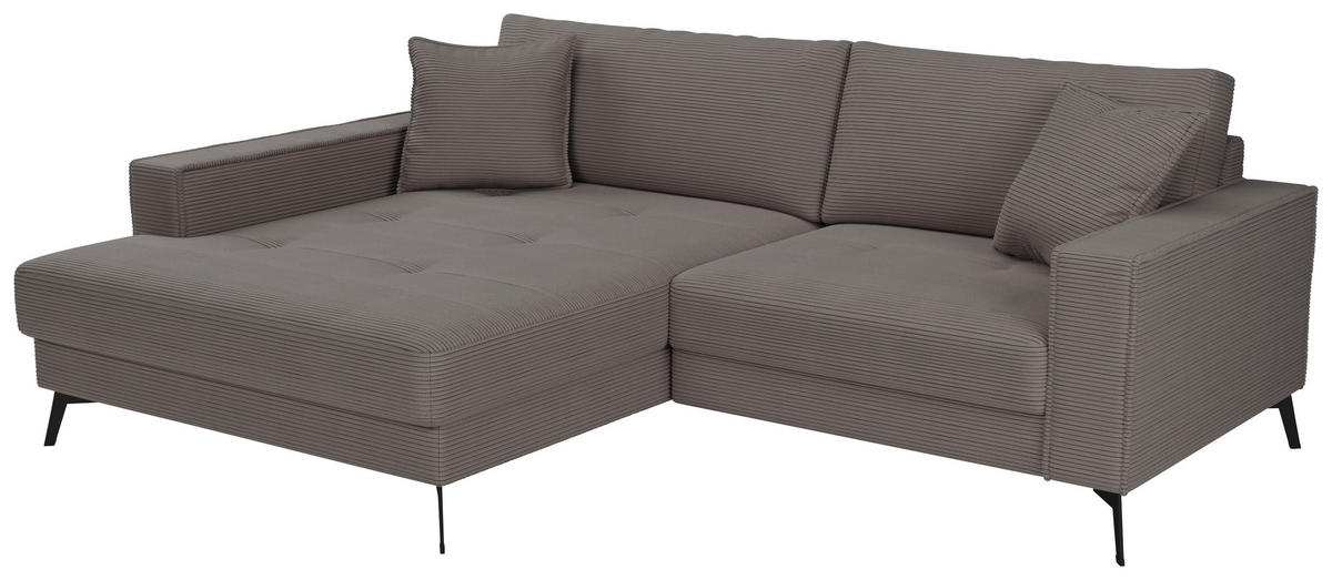 ECKSOFA TED Grau Cord Zierkissen  - Schwarz/Grau, Trend, Textil/Metall (174/228cm) - P & B